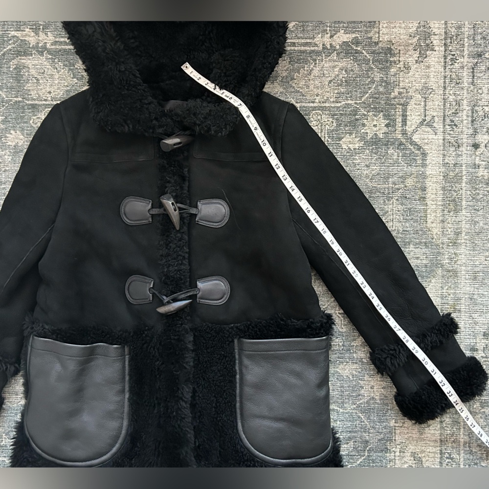 Coach Fall 2015 RTW Shearling Sheepskin & Leather Hooded Duffle Coat Large Flaw - Picture 12 of 16